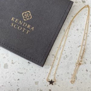 NWT Kendra Scott 14K Yellow Gold Star Pendant Necklace in Black Diamonds